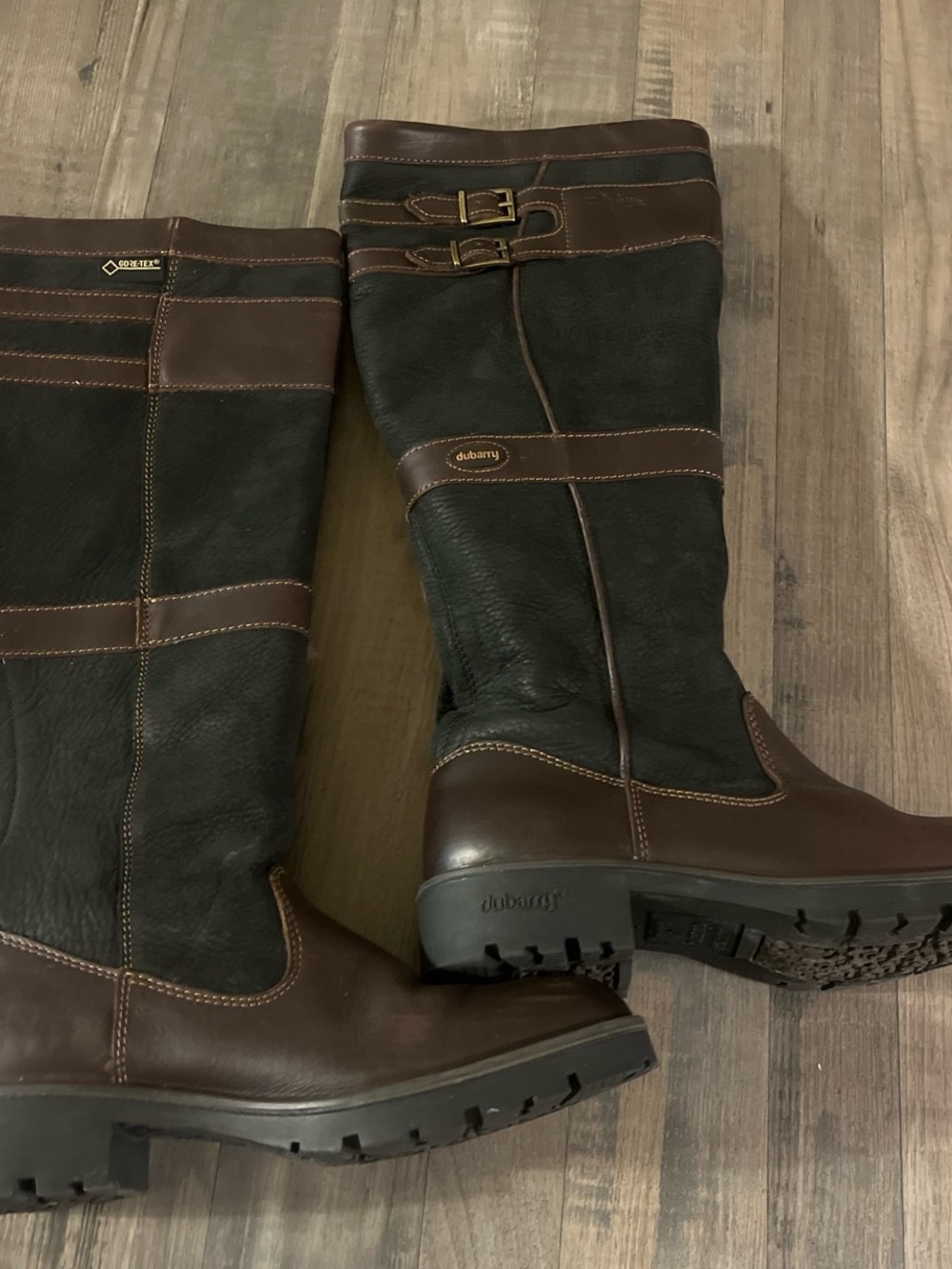 Dubarry of Ireland Black and Brown Leather Tall Riding Boots